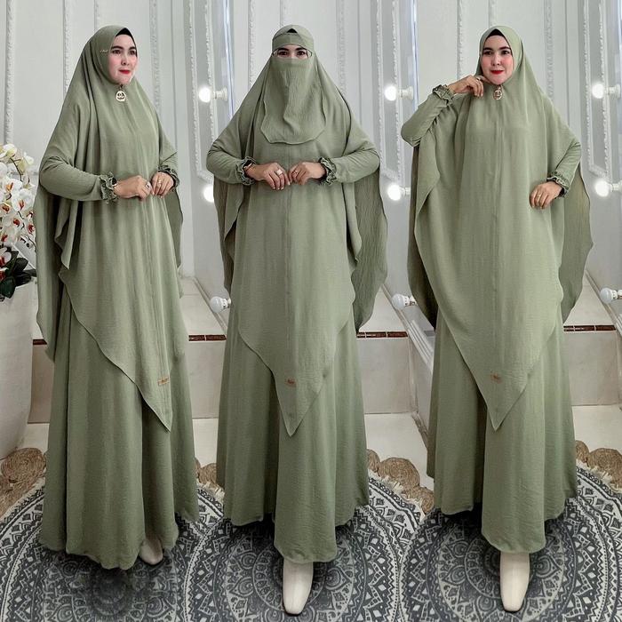 TERBARU! Set Dress/One Set Gamis Syari Kode ISMAYA Bahan Kringkel Premium By Ory AjeZas Collection