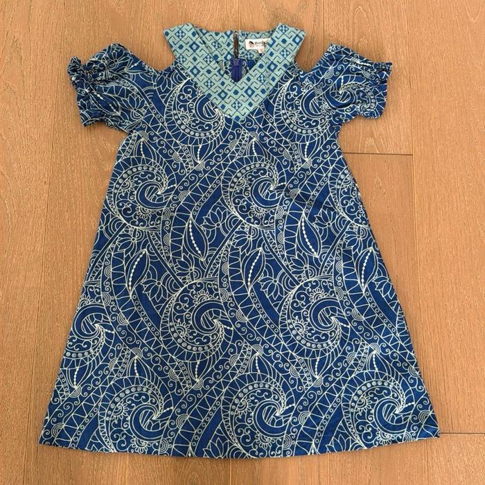 Dress Batik Anak Perempuan PRELOVED Batik Keris Motif Elegan Warna Biru Tua