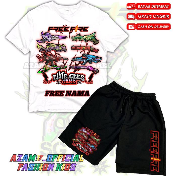 (BISA COD) Setelan Kaos Celana Pendek Anak FF Elite Cees SG 2 Juta SG OPM SG Ripper SG Lumut Free Na