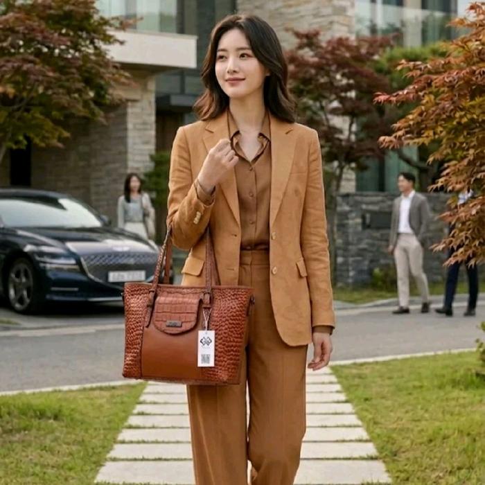 tas gunje orginal tote aurora croco glossy kombinasi miniso