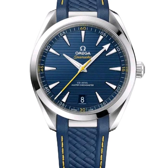 Omega Seamaster Aqua Terra 150M Co-Axial Master Chronometer Tali Biru Jam Tangan Pria