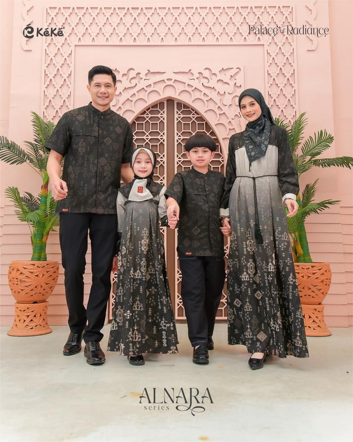 ALNARA SERIES SARIMBIT KEKE 2026 Dress Ibu GD & Anak Perempuan GA Baju Lebaran Koko Ayah KD Koko Ana