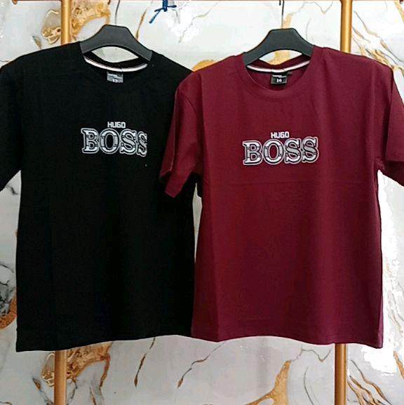 Hugo Boss Kaos Pria Hitam & Maroon Logo Premium Quality