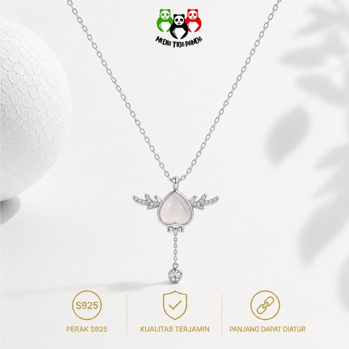 Kalung kelinci, liontin perak sterling wanita, perhiasan perak wanita, kalung perak 925