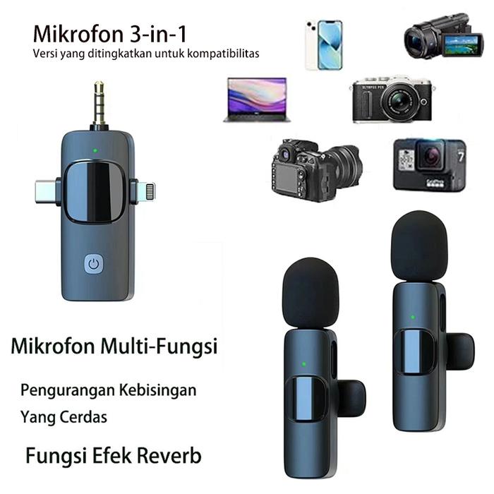 AHNSOCK 3-in-1 Microphone Clip 2Mic Portable Lavalier Mic Wireless Bluetooth Karaoke Clip Kabel