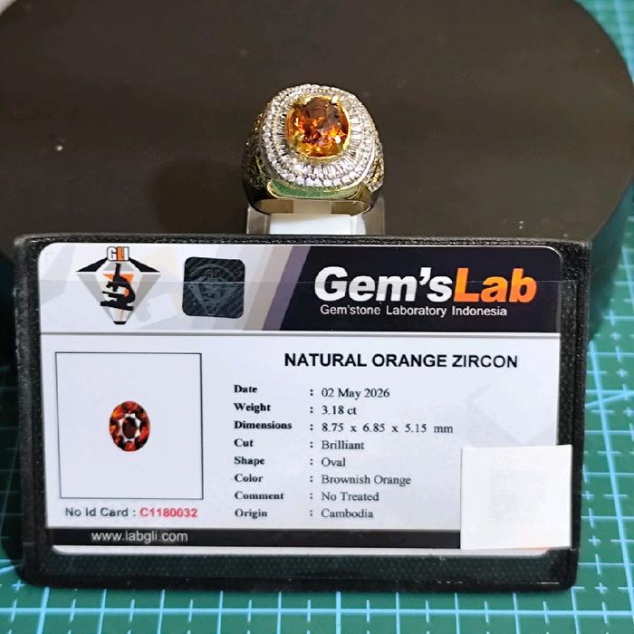 Natural Orange Zircon, GLI, PLT