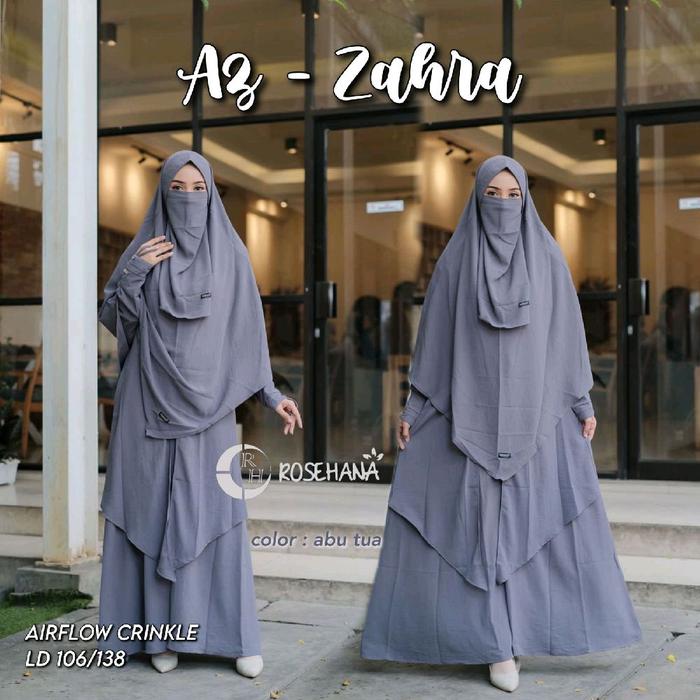 Az Zahra Syar'i Set Gamis Cadar Premium Ori Rosehana Hijab
