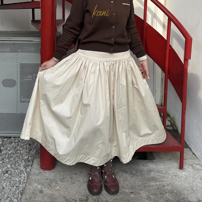 KANI Senra Skirt | Bawahan Rok Cream A-Line Basic Daily Formal Wanita Katun Poplin Premium