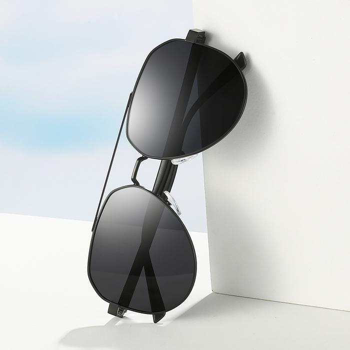 Viendo Frame Kacamata Hitam Polarized Pria Cowok Wanita Keran Besar Elastik TR90 Besi Aviator UV400 