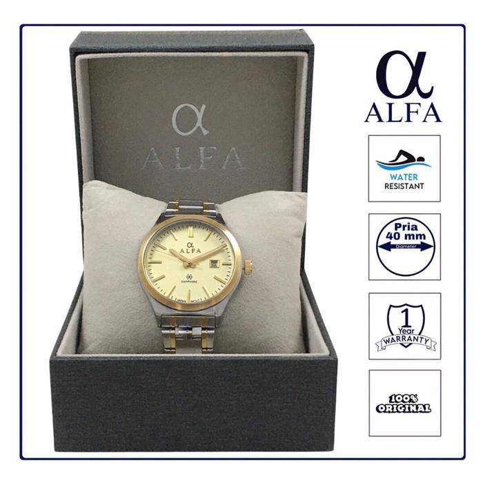 ALFA Jam Tangan Pria Tahan Air Warna Kombinasi R8004 Original