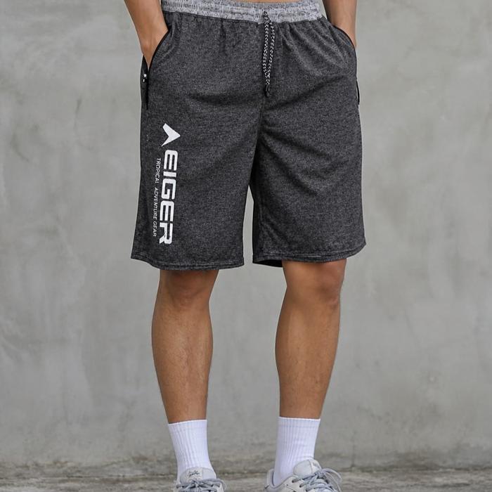 Eiger Celana Pendek Pria Bahan Misty Nyaman Santai Adem Unisex & Stylish Abu Misty dengan Resleting 