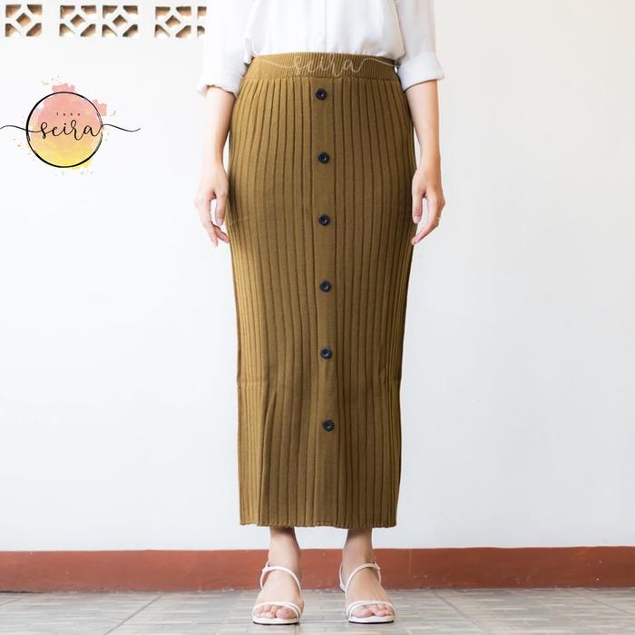 [BISA COD] Rok Span Rajut Kancing Premium / Rok Maxi Kancing Depan / Rok Panjang Wanita / Rok Span K