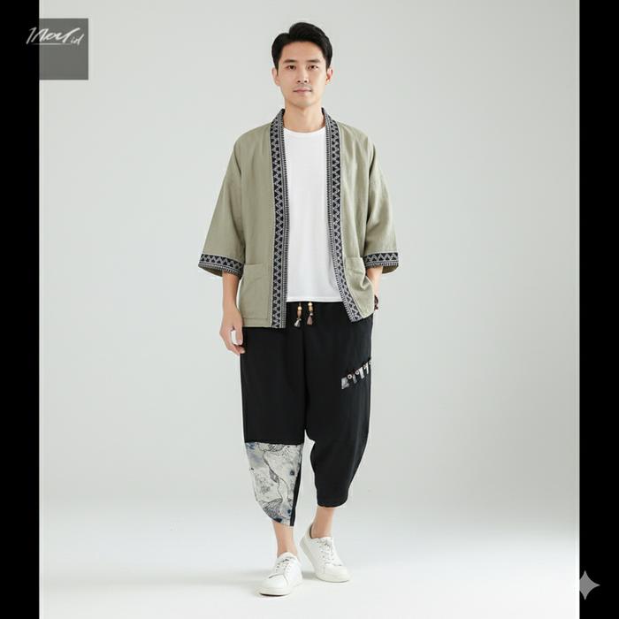 Kimono set setelan celana harem japan jepang harajuku street style gaya kekinian ukuran m l xl xxl 2