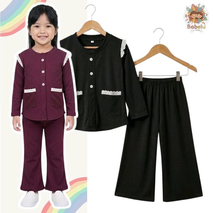 Babelu Kids Oneset 'Saca' Setelan Anak Perempuan 1-10 Tahun Knitt Premium Baju Fashion Cantik & Imut