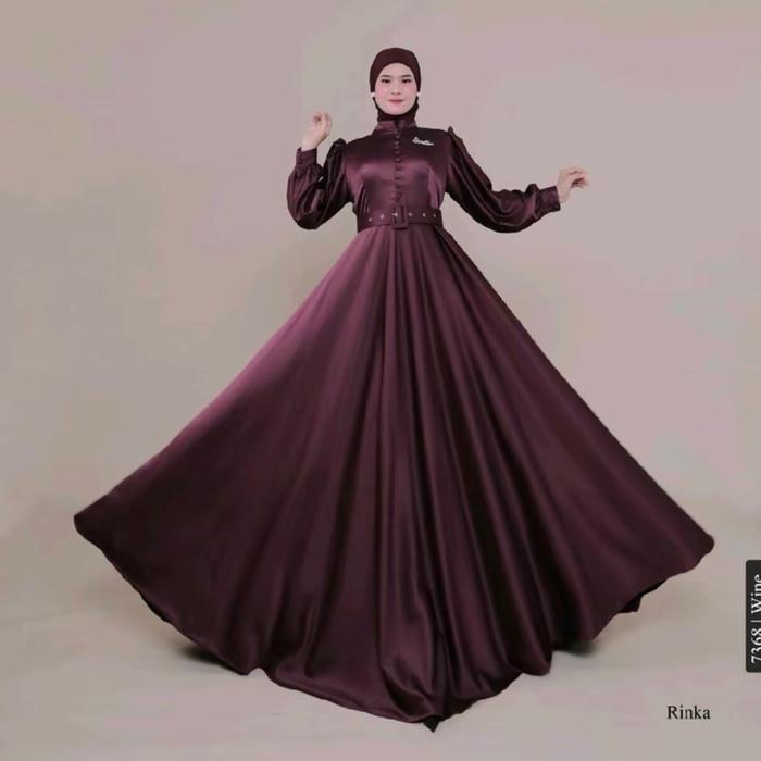 Rinka dress ori Miss Kami satin silk wine