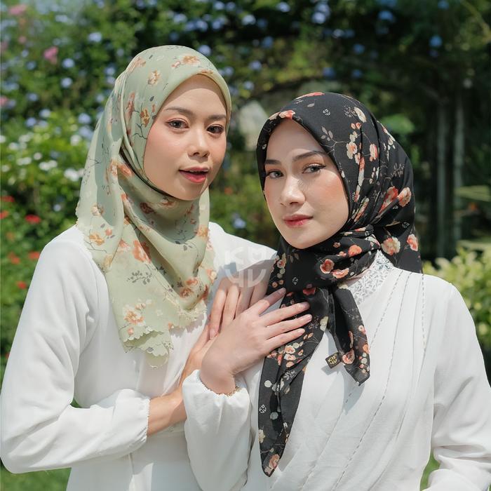 Koyu Hijab Segiempat Viney Jepang Beauty Flower (Japan Series II)