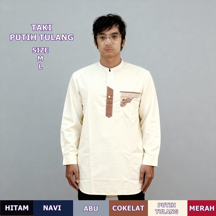 BAJU KOKO / KOKO KURTA / KOKO BORDIR / KURTA LENGAN PANJANG / KOKO PAKISTAN / KOKO TOYOBO Taki Putih