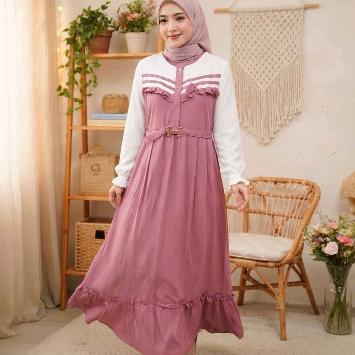 Gamis Wanita remaja Model Terbaru , ootd baju modis elegan