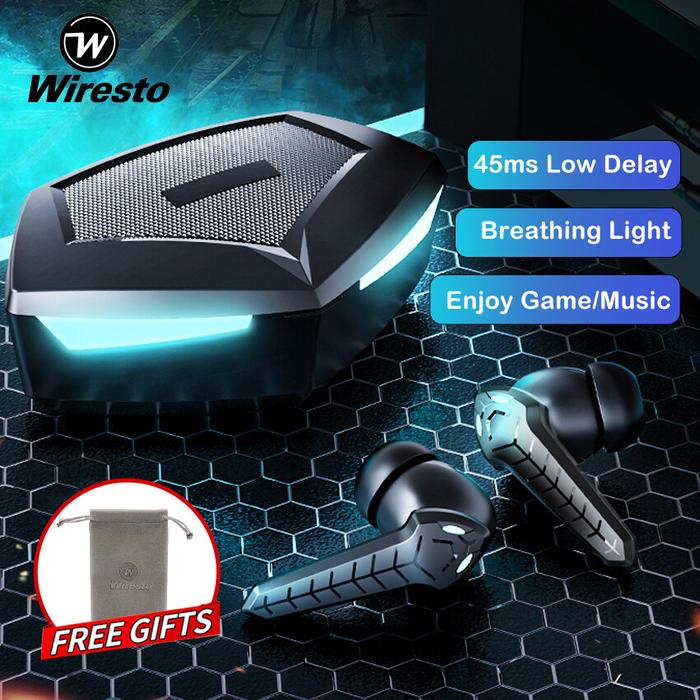 Wiresto TWS Earphone Gaming Henset Benar Earbud Nirkabel Bluetooth