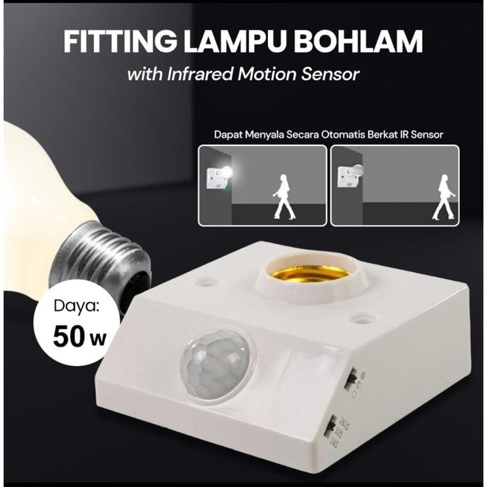 Fitting lampu otomatis sensor gerak E27 PIR Infrared