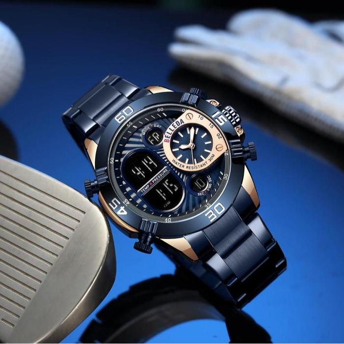 DISKON!!! BELLEDA 9271 RANTAI JAM TANGAN PRIA DUAL TIME