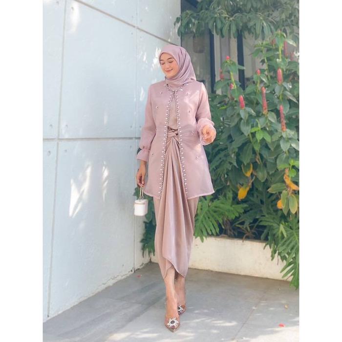 Spesial!! Oneset Jemma Organza Premium Outfit Kondangan Setelan Rok Lilit Muslim Wanita Muslim Wanit