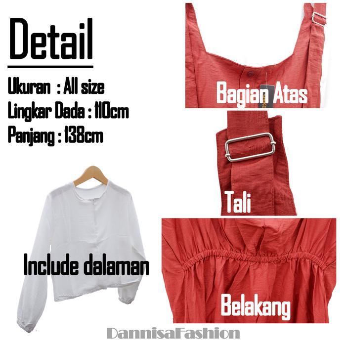 Overall  Muslim VANYA Linen Premium Quality dalaman Kringkel Lengan Karet Resleting Dada - Geka Coll