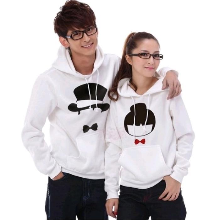 Hoodie Couple Casbow Pita (PUTIH) COD