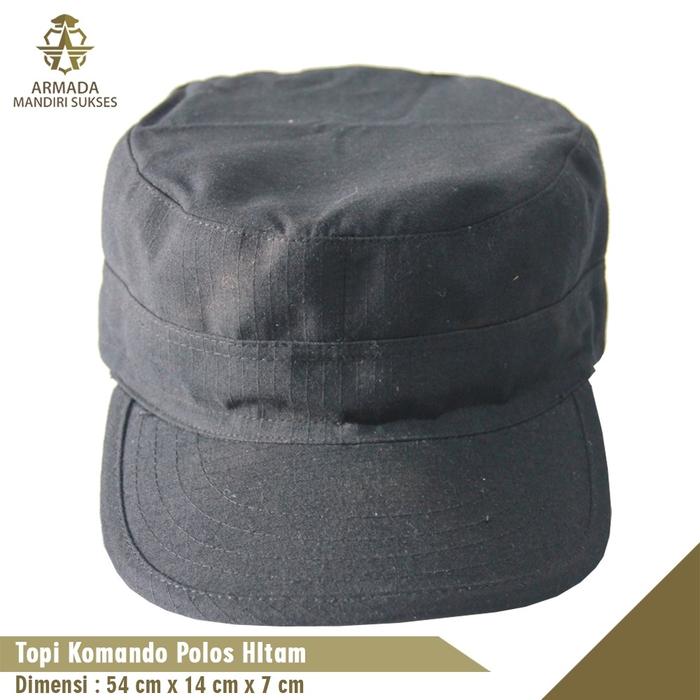Topi Komando Polos Warna | Topi Komando Seal/Marine | Topi Komando Security Coklat Lis Putih | Kunin