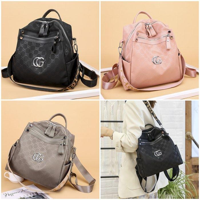 BJ27149 - BLACK/KHAKI/PINK - TAS RANSEL PUNGGUNG NYLON BACKPACK TAS WANITA FASHION IMPORT MODIS ELEG