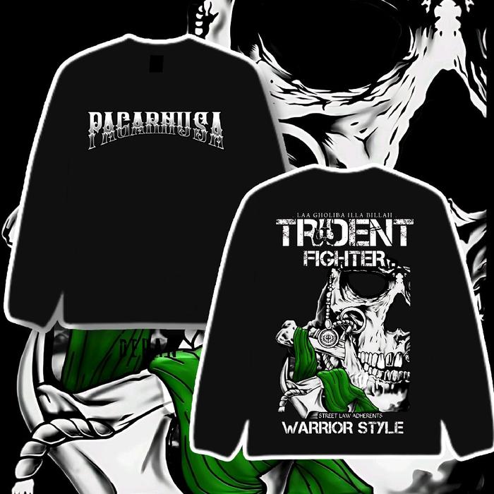 KAOS PAGAR NUSA Kaos Unisex Lengan Panjang Bahan Premium Size S-XXXL Hitam Polos Distro Dewasa Katun