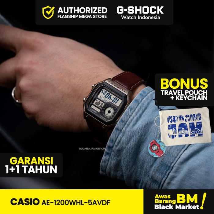 Casio AE-1200WHL-5AVDF AE-1200WHL-5A AE-1200WHL AE1200WHL AE 1200WHL Digital Original Pria Watches
