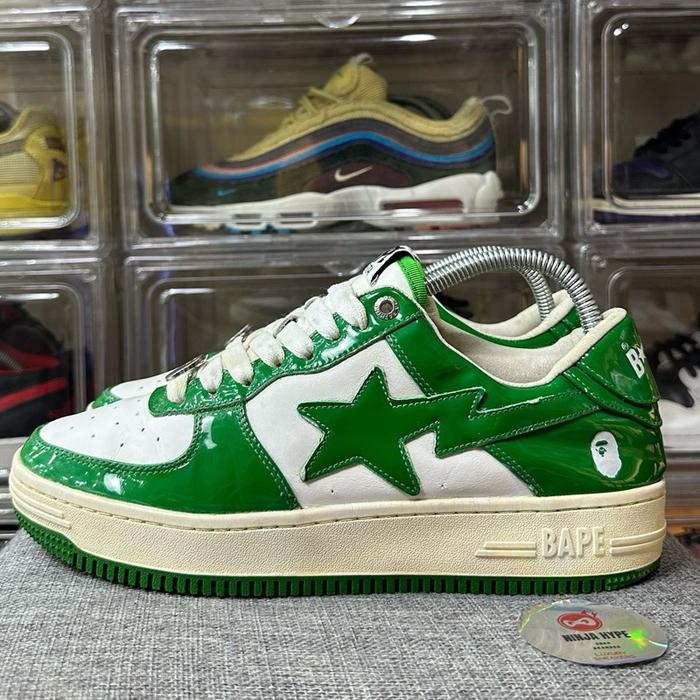 A BATHING APE BAPESTA LOW GREEN  , BAPE APE BAPESTA LOW GREEN , SNEAKERS BASKET , SEPATU , SEPATU BA