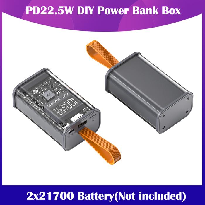 21700 Battery Charger Case DIY Power Bank Box PD22.5W Fast Charging