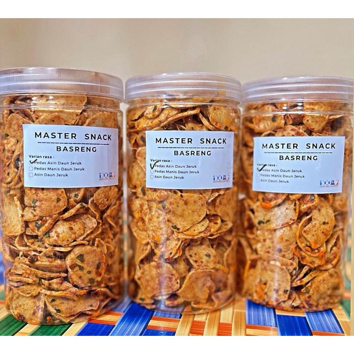 Paket Hemat 3 Toples Basreng Chili Oil Pedas Asin Extra Daun Jeruk