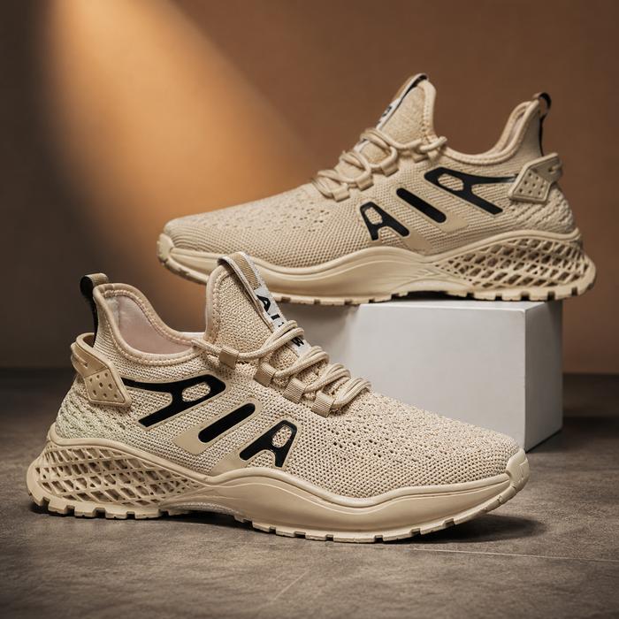 Kazimina BREEZY Sepatu Pria Casual Sport Cream – Sepatu Knit Premium, Ringan & Adem, Anti Slip, Desa