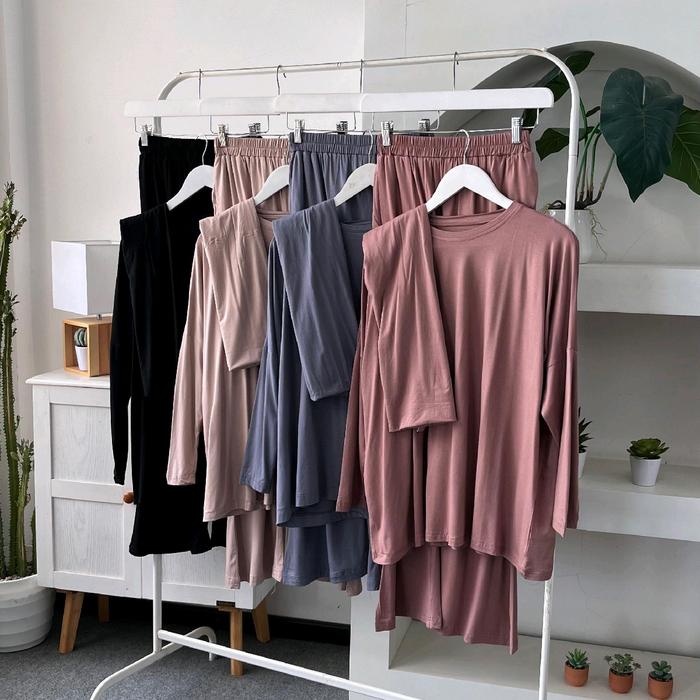 ALEA 3in1 ONE SET (Tunik + celana cutbray + pashmina)