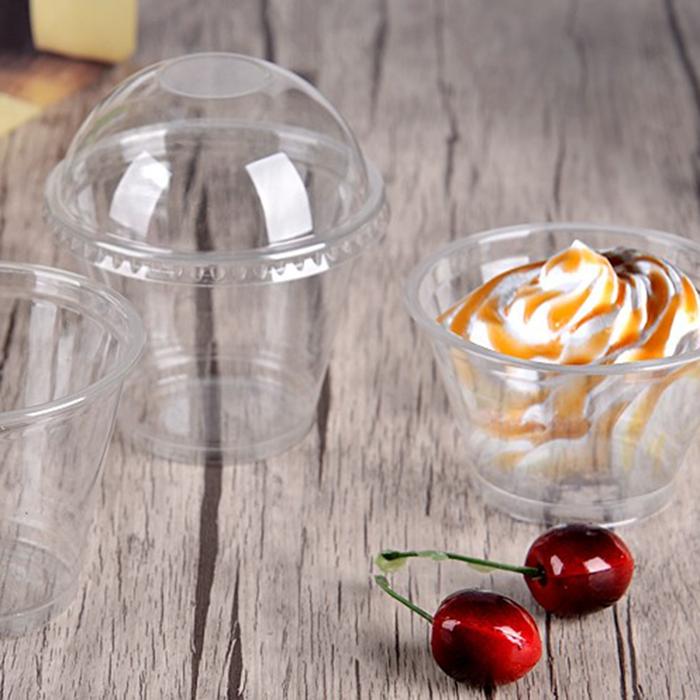 25 Buah 250Ml Wadah Mangkuk Makanan Penutup Plastik Transparan Cup