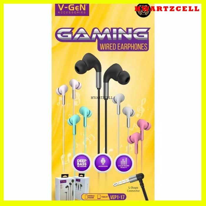 [HWARTZ] Gaming Earphone V-GEN VEP1 17 Original Wired Headset Handsfree Games Vgen