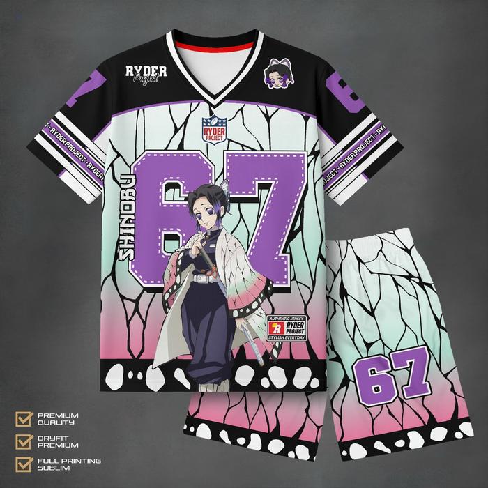 Setelan Jersey Anak Shinobu Premium Fullprint 67 | Setelan Anak Anime Shinobu 67 Bahan Dryfit Lembut
