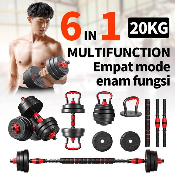 promo - ebuy dumbell set 20kg barbel set dumbel dumbell alat olahraga rumahan