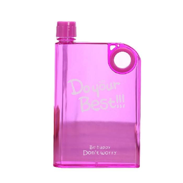 Portable Flat Water Bottle BPA Free A5 Water Bottle Plastic