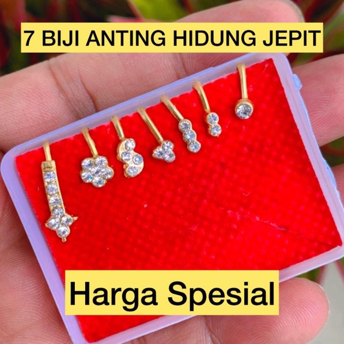 7 Biji Anting Hidung India - Anting Hidung Jepit - Pin Hidung Jepit