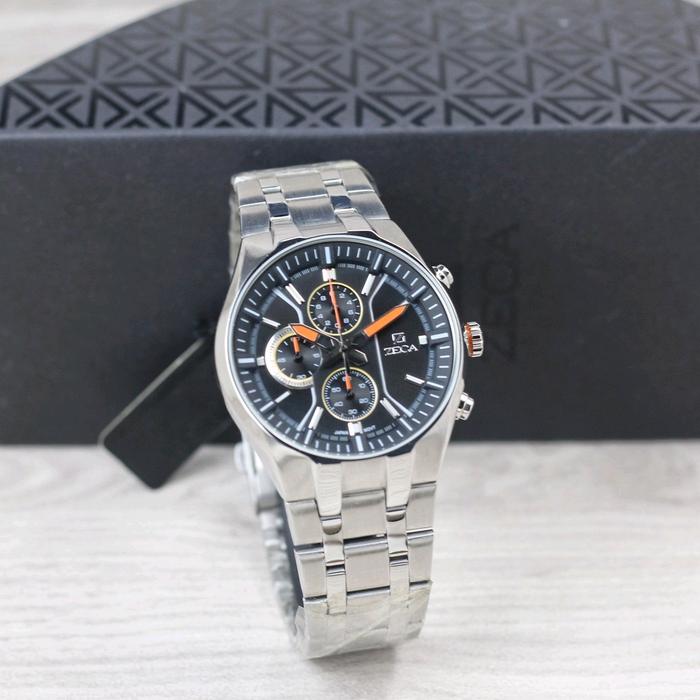 Jam Tangan Pria zeca 234 Japan Movt Chronograp Aktif Tali Rantai Free Box dan Kartu Garansi