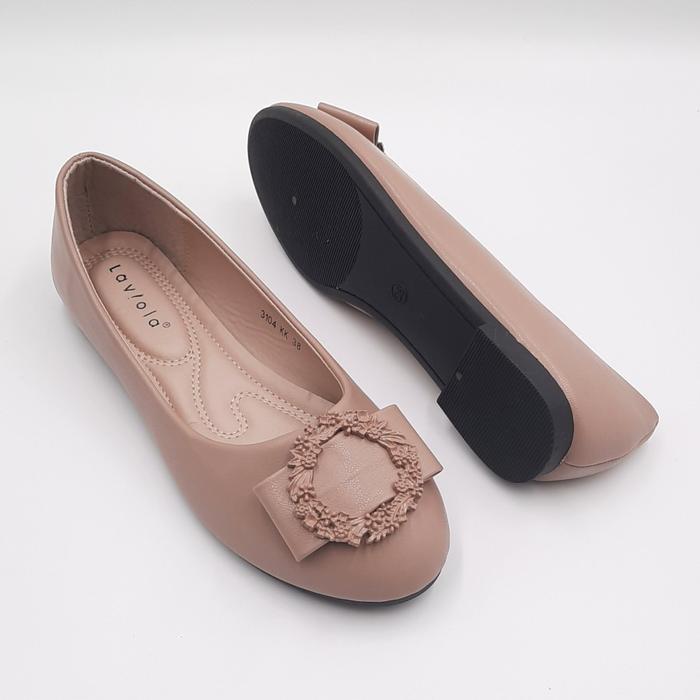 Exclusive Sale Laviola 3104 Lsh - Sepatu Flat Shoes Wanita Apricot, Black, Khaki Kerja Pasti Ori