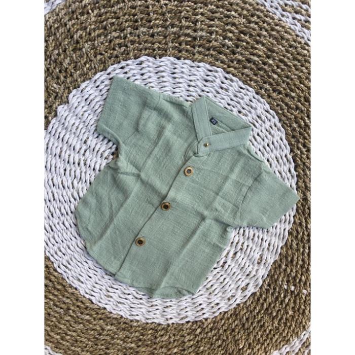 Size 0-1Tahun Kemeja Baby Semi Safari Katun Warna Soft Kemeja 3 Bulanan Otonan Pakaian Adat Bali