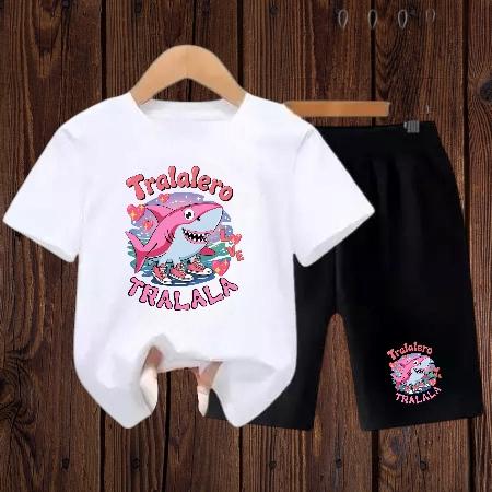 Setelan Anak tralalelo tralala pink 2-10 thn / Stelan kaos Anak-Anak / Baju Anak Celana Pendek / Kao