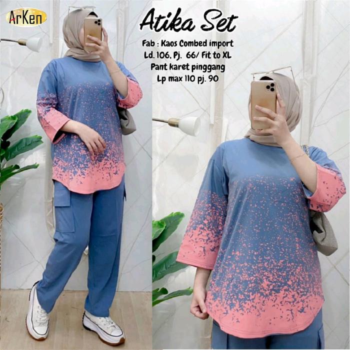 atika set arken bahan combat  Setelan Celana Wanita Panjang Casual