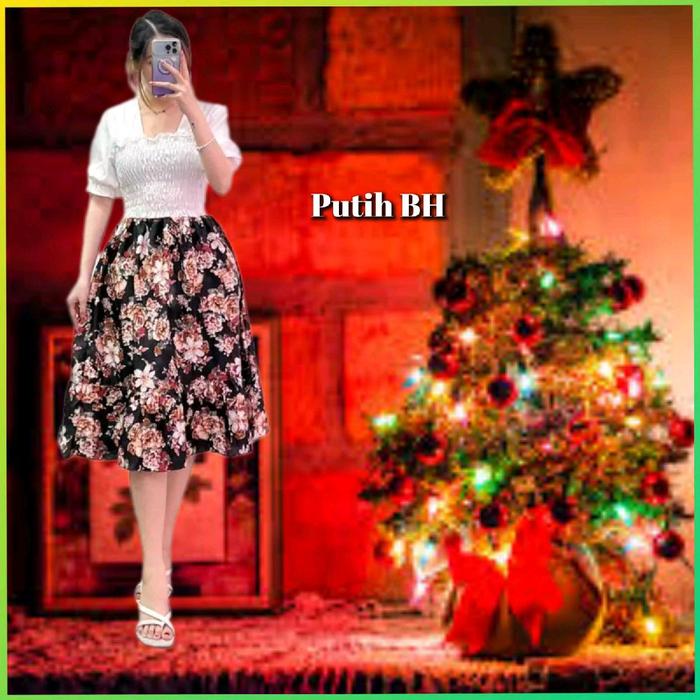 Gaun Kasual Wanita Dress Jumbo Bigsize Kekinian Putih BH