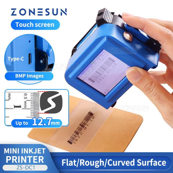 ZONESUN Handheld Inkjet Printer Portable Date Coding Machine QR Code